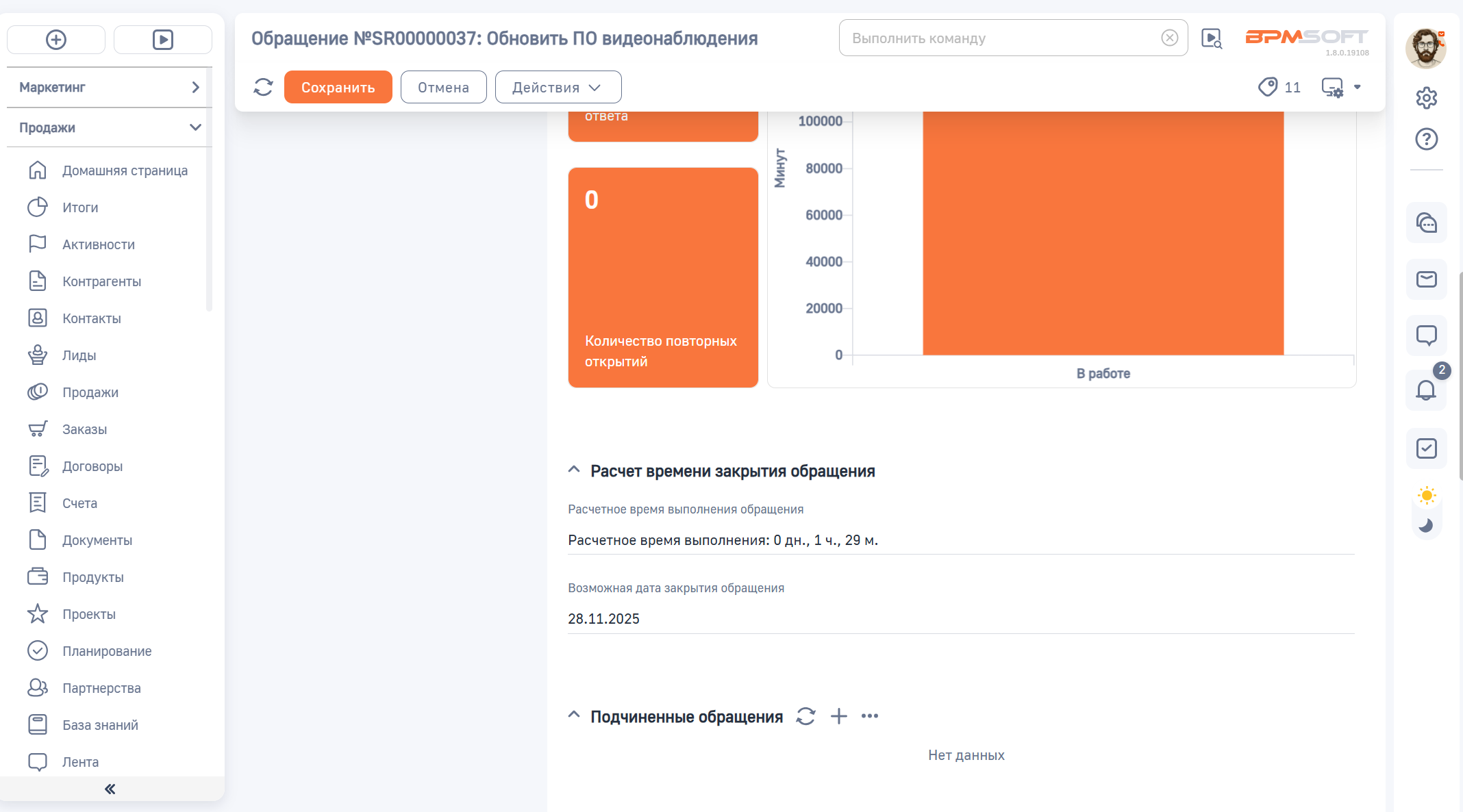 Прогноз соблюдения сроков SLA